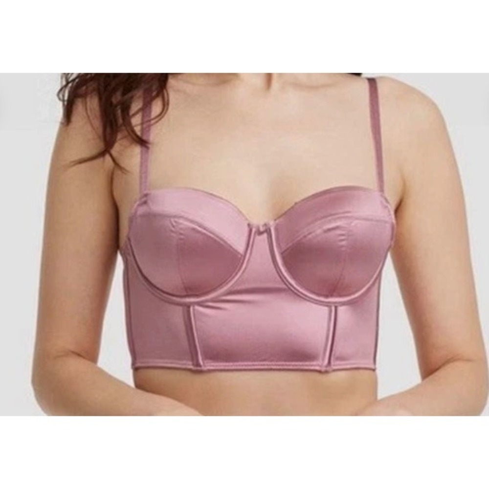 Auden Satin Lightly Lined Lingerie Corset - Mauve Size Large NWT